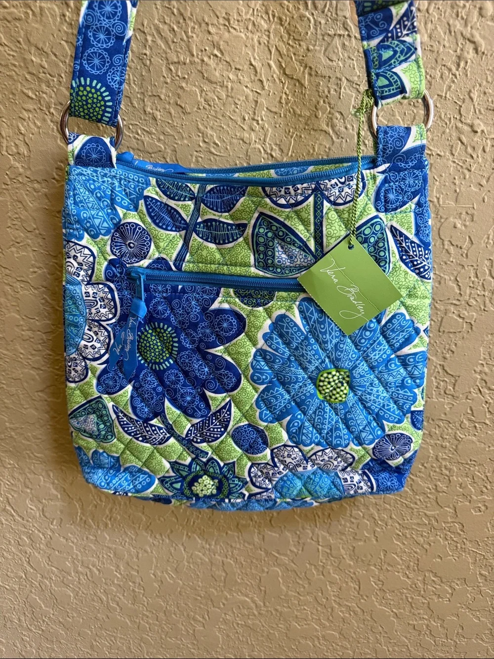 Vera Bradley Retired 2012 Doodle Daisy Hipster Crossbody Bag Quilted Adjustable